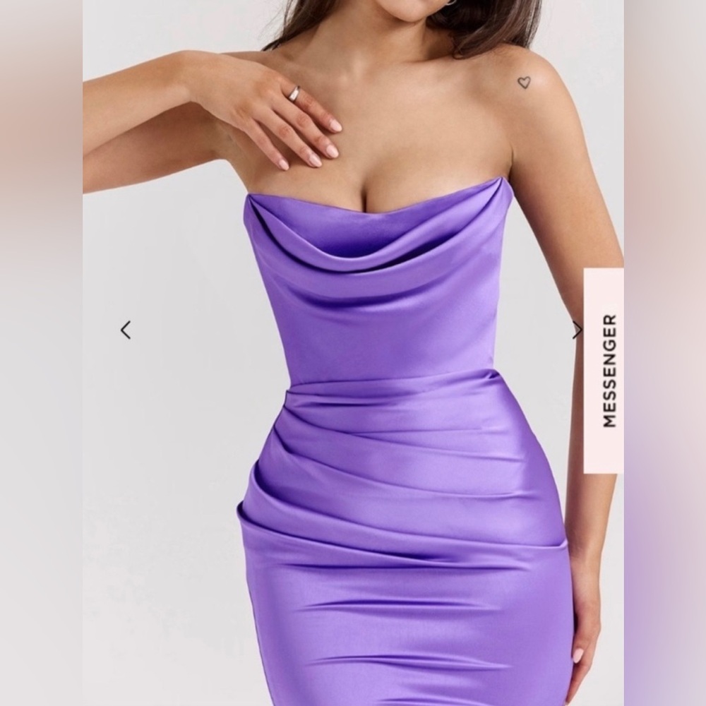 House of CB “Santana” Violet Satin Midi Dress